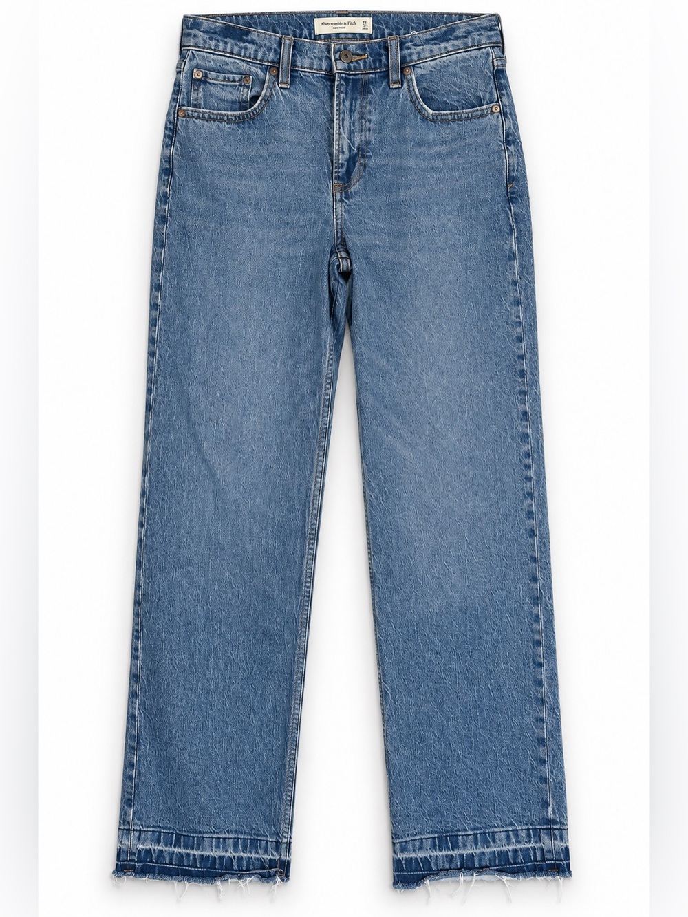 Abercrombie The Baggy Low Rise Jeans 27 4R Medium Wash Raw Hem